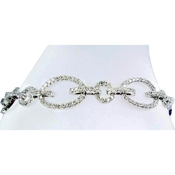 Pave Set Diamond, Oval/Circle Link Bracelet