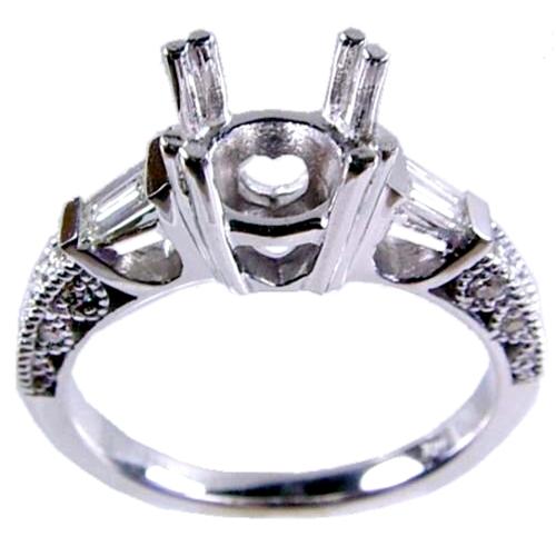 Channel Set Baguette, Pave Set Round Diamond Engagement Ring Sem Channel Set Baguette, Pave Set Round Diamond Engagement Ring Sem