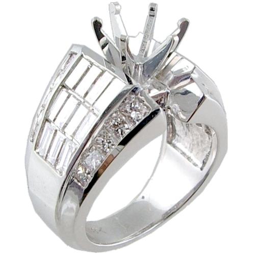 Channel Set Princess Cut, Invisible Set Baguette Diamond Engagem
