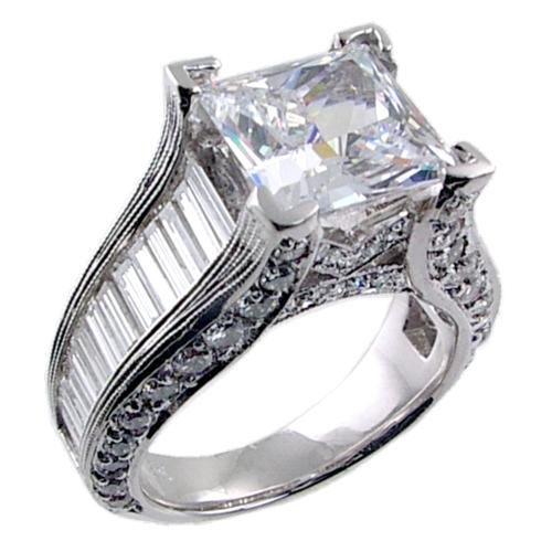 Long Baguette Engagement Ring Semi Mount
