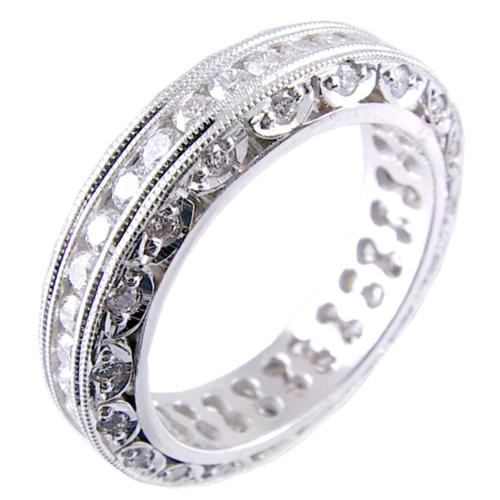 Channel Set Round Diamond, Pave Set Eternity Ring