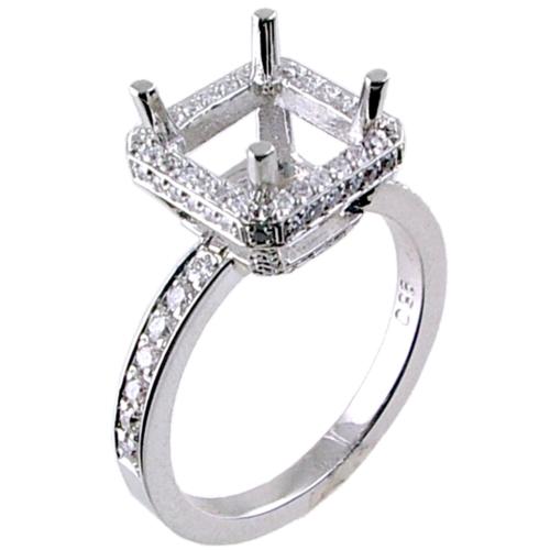 Pave Set Round Diamond Engagement Ring Semi Mount