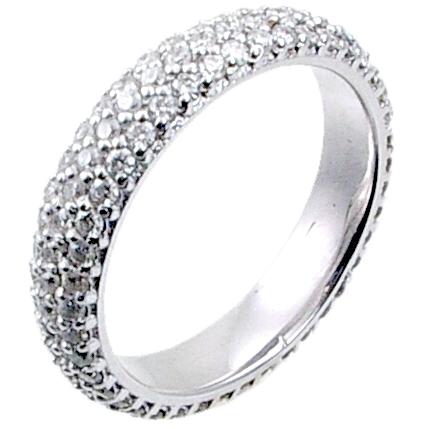 Three Row Pave Set Diamond Eternity Ring