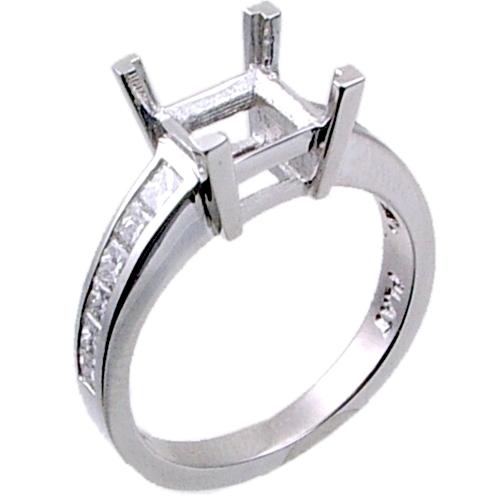 Channel Set Princess Cut Diamond Engagement Ring Semi Mount