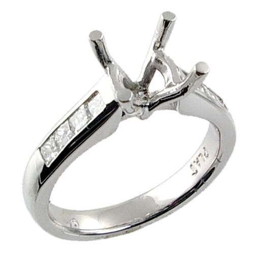 Channel Set Princess Cut Diamond Engagement Ring Semi Mount