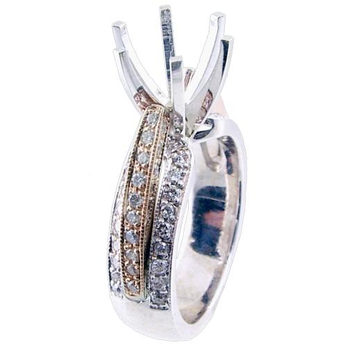 Pave Set Round Diamond Engagement Ring Semi Mount