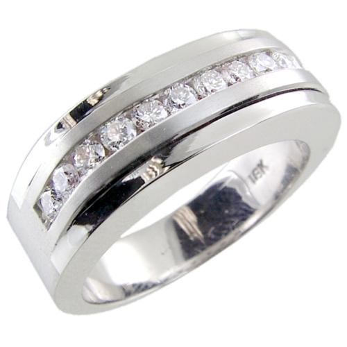 Mens Channel Set Round Diamond Ring
