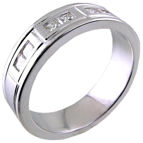 Channel Set Princess Cut Mens Diamond Wedding Ring