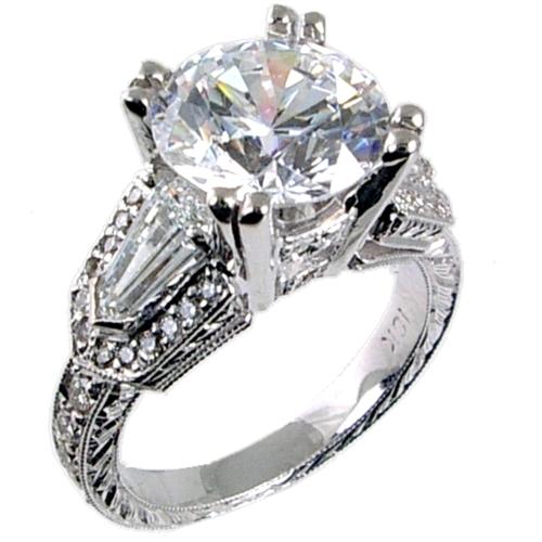 Prong Set Bullet Shaped Diamond, Eternity Style Pave Set, Hand E