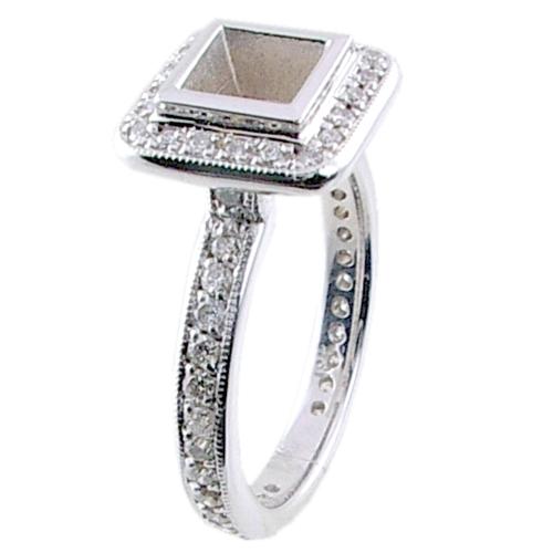 Eternity Style Pave Set Diamond Engagement Ring Semi Mount