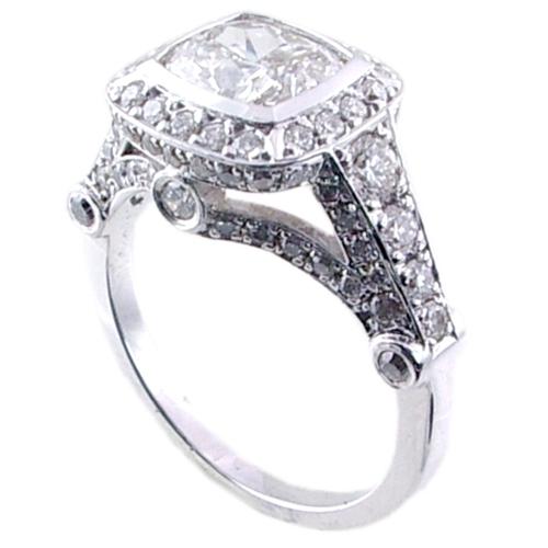 Pave Set Round Diamond Engagement Ring Semi Mount for Bezel Set