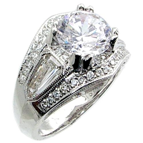 Diamond Engagement Ring with Two Bullets