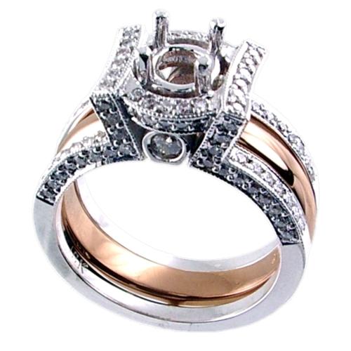 Pave Set Diamond Wedding Set (Semi Mount)