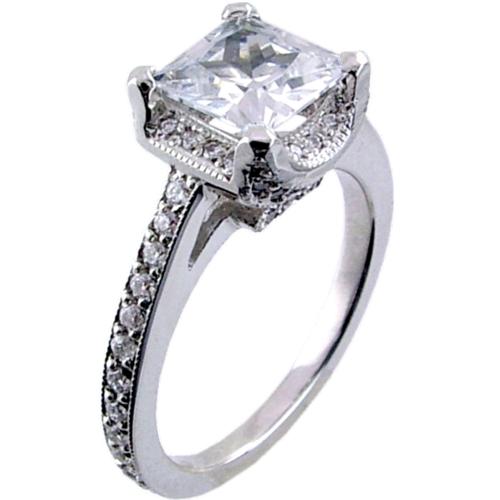Pave Set Diamond Engagement Ring Semi Mount (for Round Center)