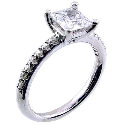 Pave Set Diamond Engagement Ring Semi Mount (for Square Center)