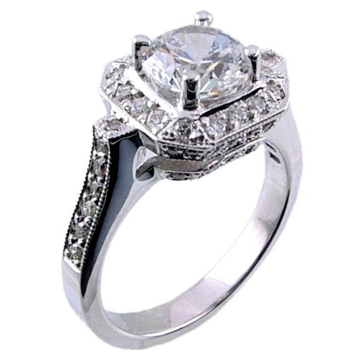 Squared Top Pave Set Diamond Engagement Ring Semi Mount