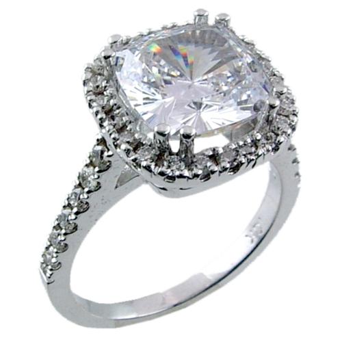 Pave Set Diamond Engagement Ring Semi Mount (for Cushion Cut Cen