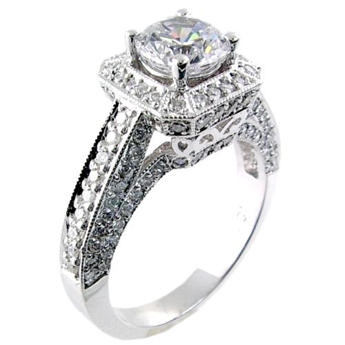 Pave Set Diamond Engagement Ring Semi Mount