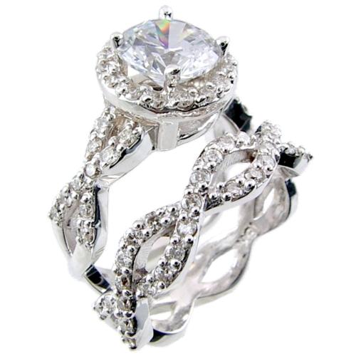 Pave Set Diamond Braded Style Bridal Set (Semi Mount)