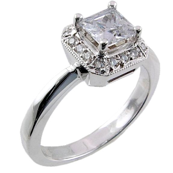 Pave Set Diamond Engagement Ring Semi Mount