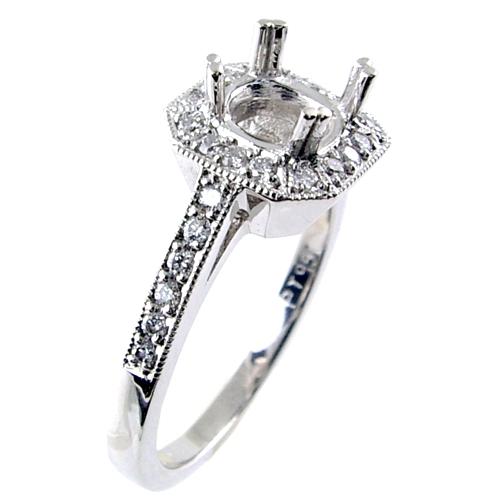 Pave Set Round Diamond Engagement Ring Semi Mount
