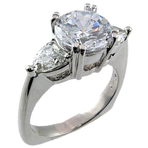 Three Stone Style (Pear shaped Sides) Diamond Engagement Ring Se
