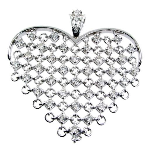 Prong Set Round Diamond Flexible Heart Pendant