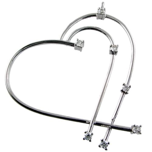 Prong Set Round Diamond Large Heart Pendant