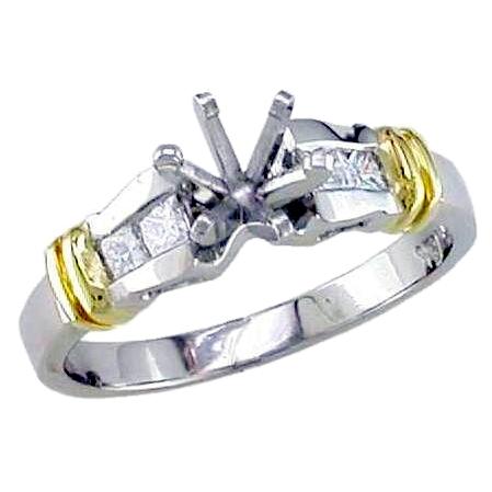 Channel Set Princess Cut Diamond Engagement Ring Semi Mount