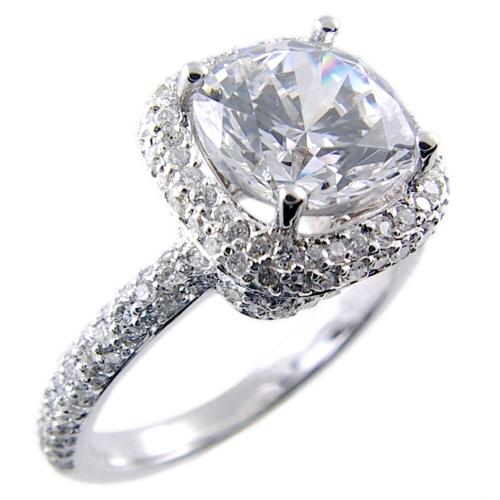 Micro Pave Set Diamond Engagement Ring for Cushion Center Semi M
