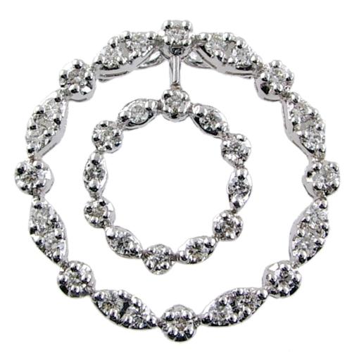 Double Circle of Life Prong Set Round Diamond Pendant