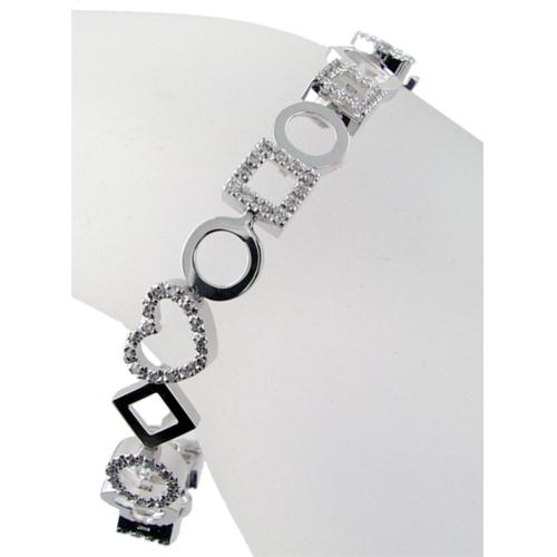 Pave Se Diamondt Heart/Square/Circle Bracelet