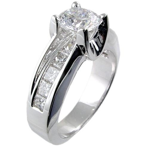 Channel Set Princess Cut Diamond Engagement Ring Semi Mount