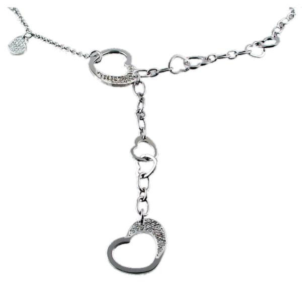 Pave Set Diamond Dropped Heart Necklace