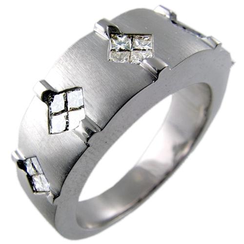 Invisible Set Princess Cut Mens Diamond Wedding Ring