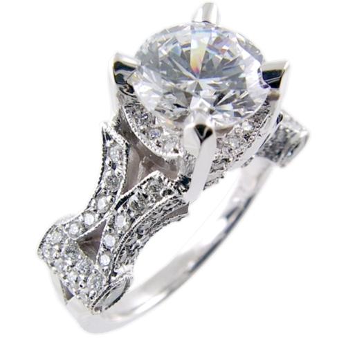 Pave Set Diamond Engagement Ring Semi Mount