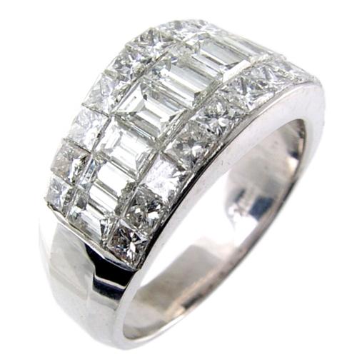 Invisible Set Princess Cut/Baguette Diamond Wedding Ring