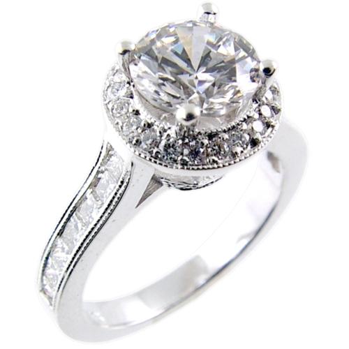 Channel Set Princess Cut, Pave Set Round Diamond Engagement Ring Channel Set Princess Cut, Pave Set Round Diamond Engagement Ring