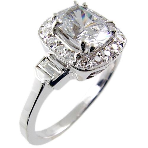 Channel Set Baguette, Pave Set Diamond Engagement Ring Semi Moun Channel Set Baguette, Pave Set Diamond Engagement Ring Semi Moun