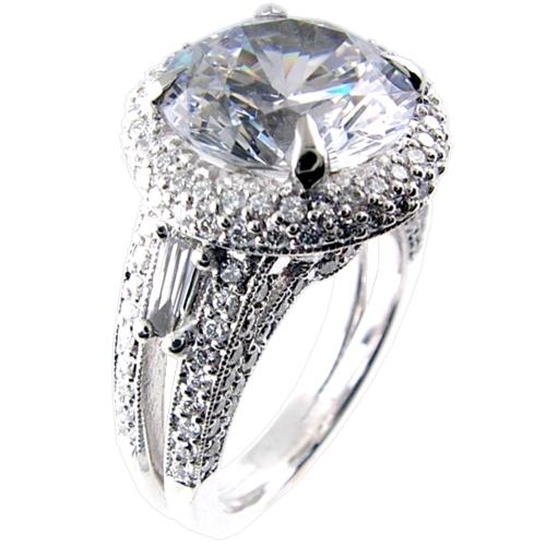 Micro Pave Set Diamond Engagement Ring for Round Center Semi Mou