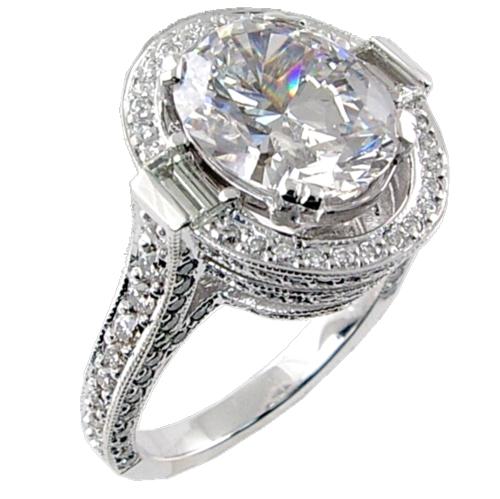 Micro Pave Set Diamond Engagement Ring for Oval Center Semi Moun