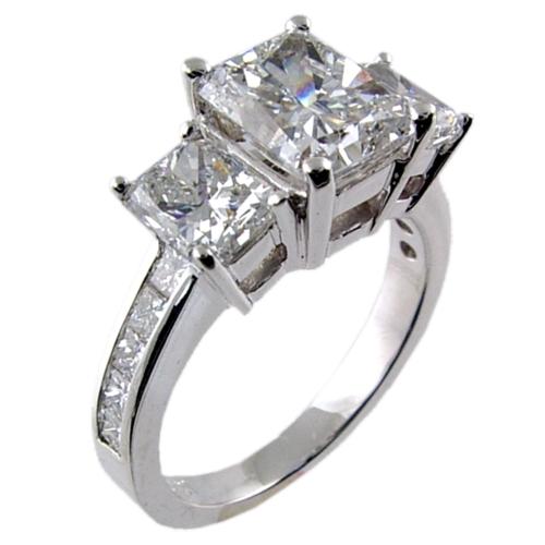 Channel Set Princess Cut, Prong Set Radiants on the side Three S