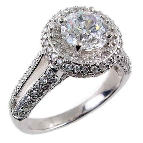 Micro Pave Set Split Shank Diamond Engagement Ring Semi Mount (f