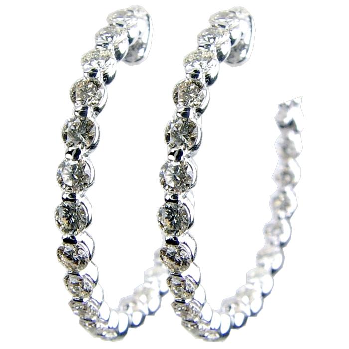2 prong Shared Inside/Out Diamond Hoop Earrings