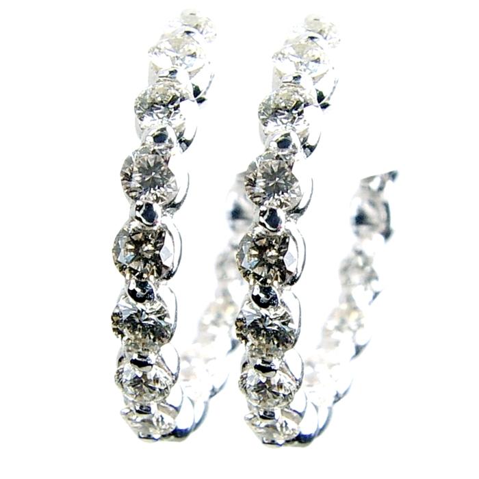 2 prong Shared Inside/Out Diamond Hoop Earrings (Small)