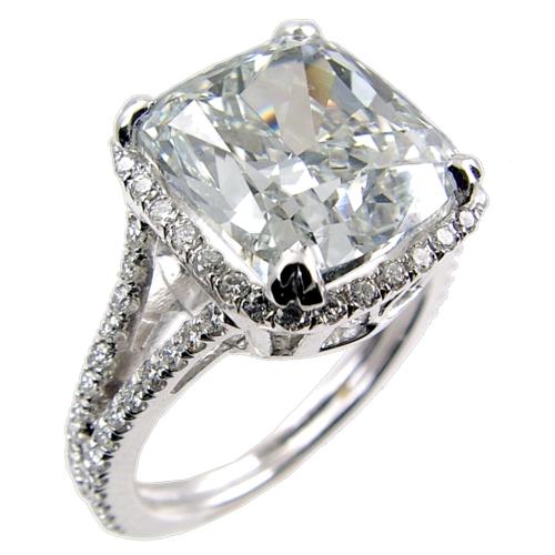 Pave Set (Cushion Center) Diamond Engagement Ring