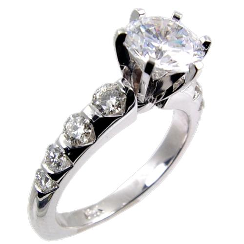 Squared Shank Diamond Engagement Ring