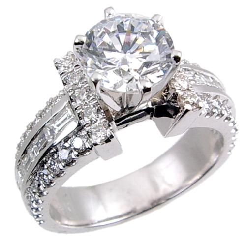 Channel Set BAG, Pave Set Diamond Engagement Ring Semi Mount