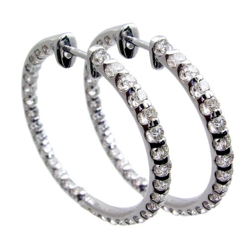 Large Inside Outside Diamond Hoop Earrings