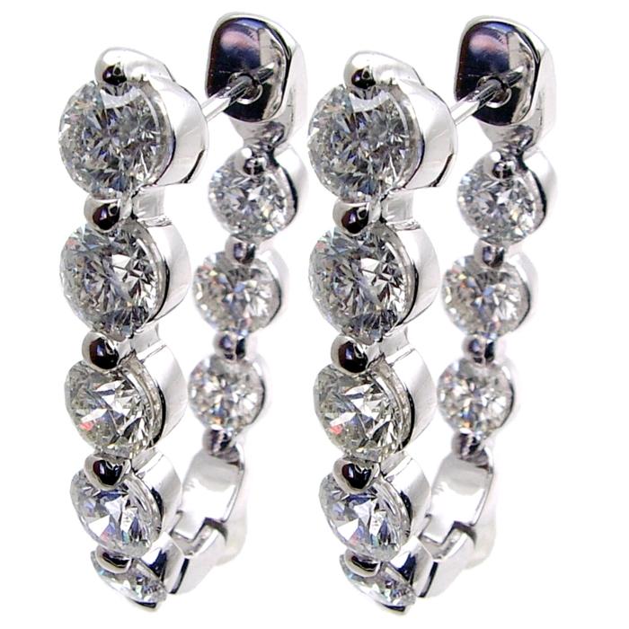 Inside Outside Large Oval Hoop Diamond Earrings